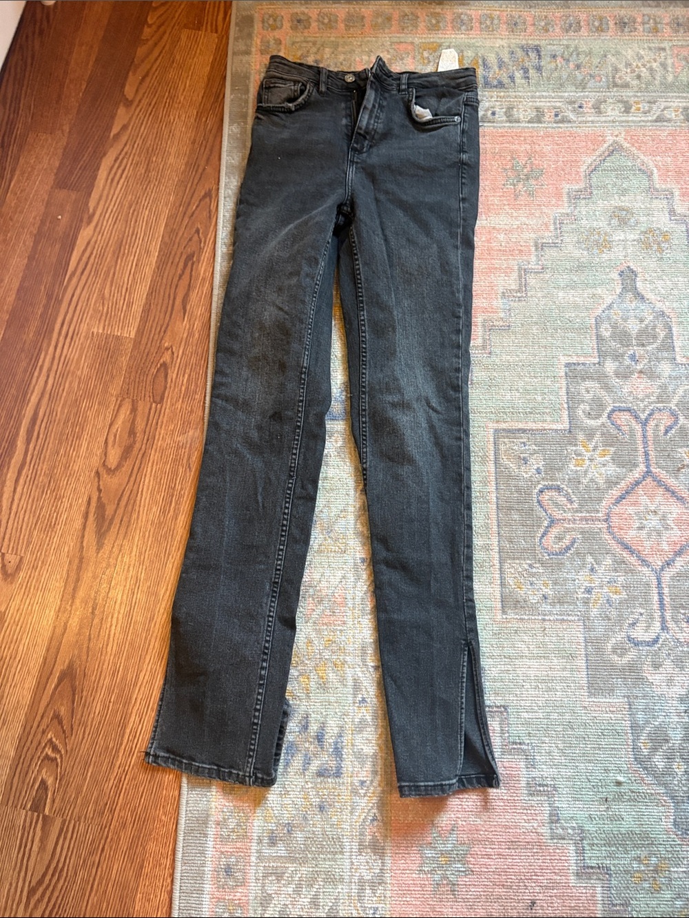 Zara Black Straight-Leg High-Rise Jeans